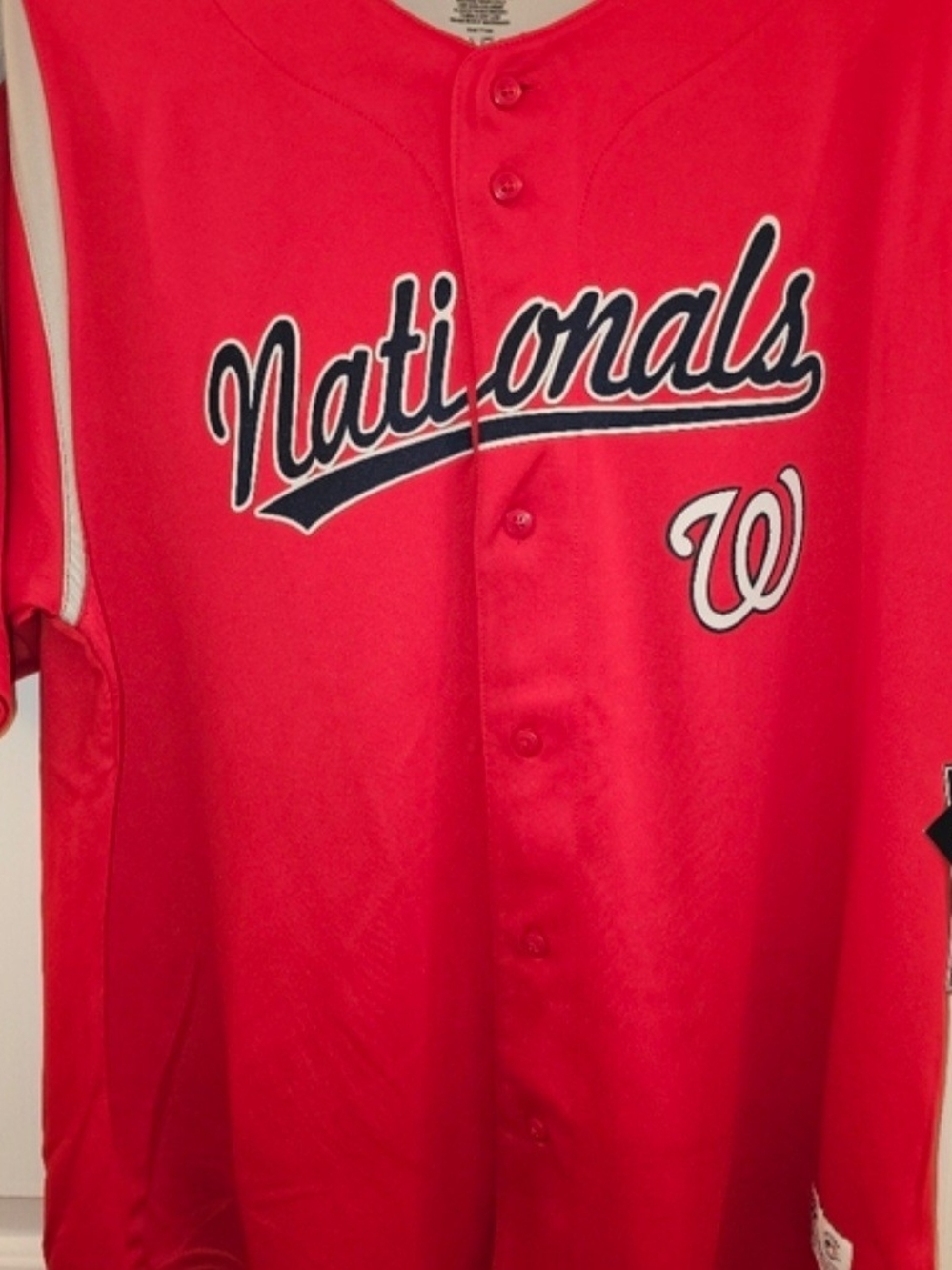 Nationals Red Button-Front Baseball Jersey
